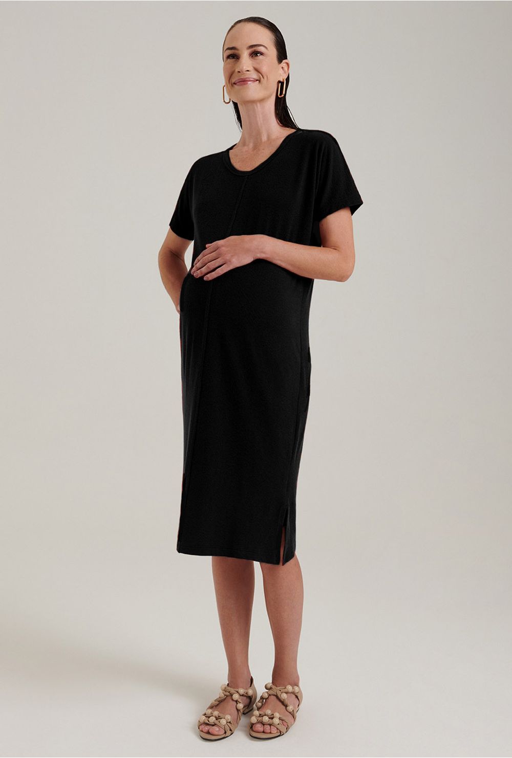 vestido preto midi basico