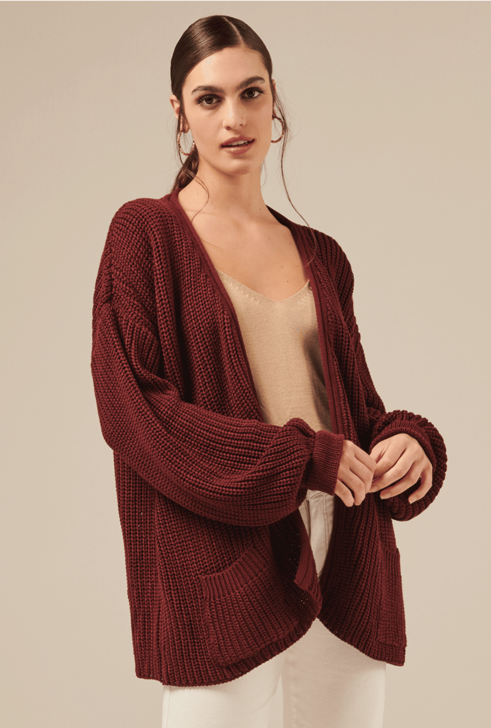 Casaco tricot manga bufante Clearance